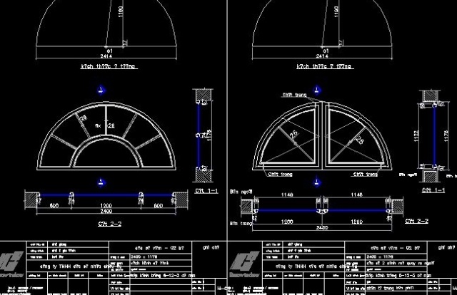 File thiết kế File cad 100 mẫu cửa, vòm, kính các loại 2 cánh, 3 cánh, 4 cánh, trượt, đẩy,....